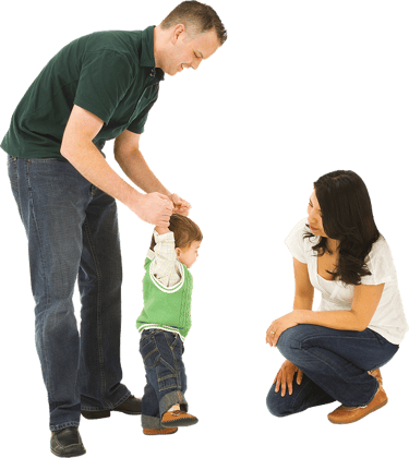 Parents and young child playing together