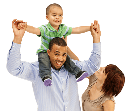 Parents and young child playing together
