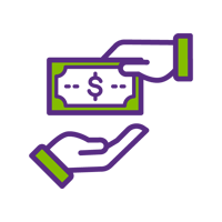 Hands exchanging money